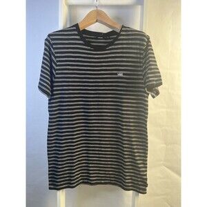 Vans Shirt Mens Medium Black White Stripe Short Sleeve Rnd Nk Tee NEW MSRP $34